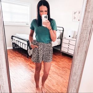 zara paper bag leopard print shorts